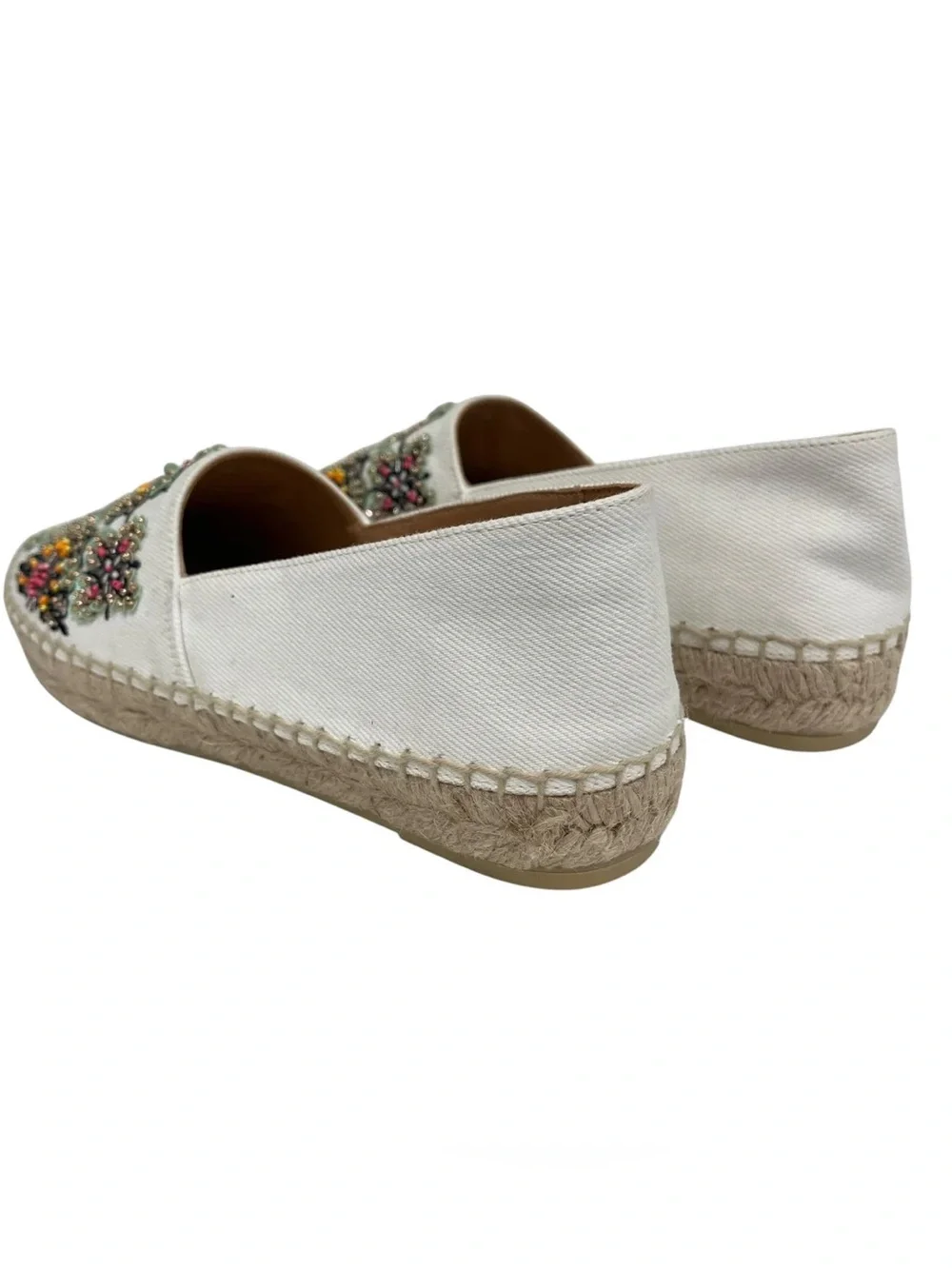 Miu Miu White Espadrilles with Multicolor Beaded Medallions